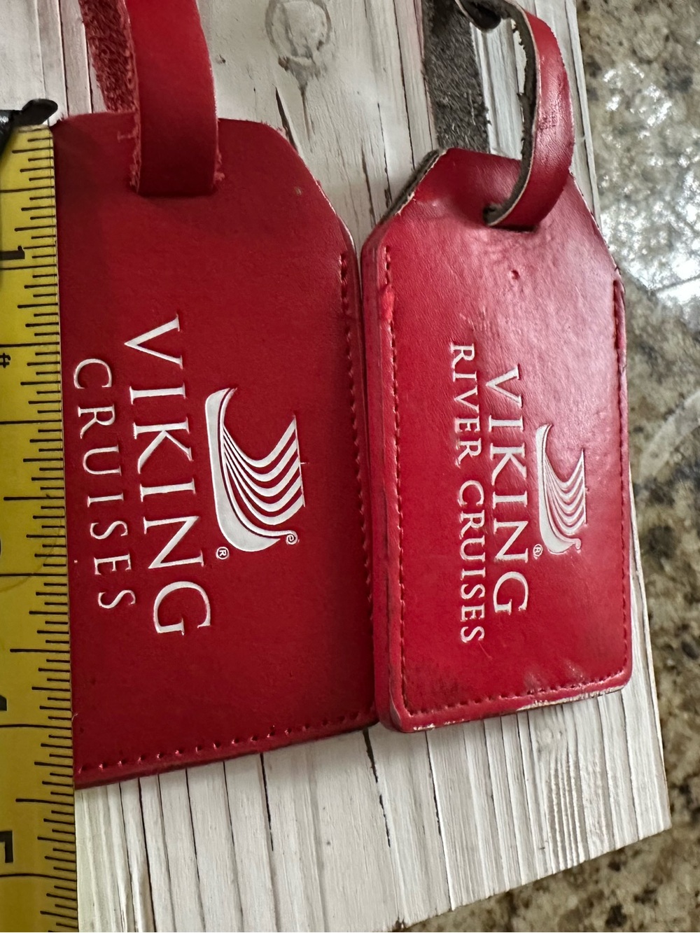 Viking River Cruises Red Leather Bag Luggage Tags Set of 2 Travel Accessories - Picture 5 of 6